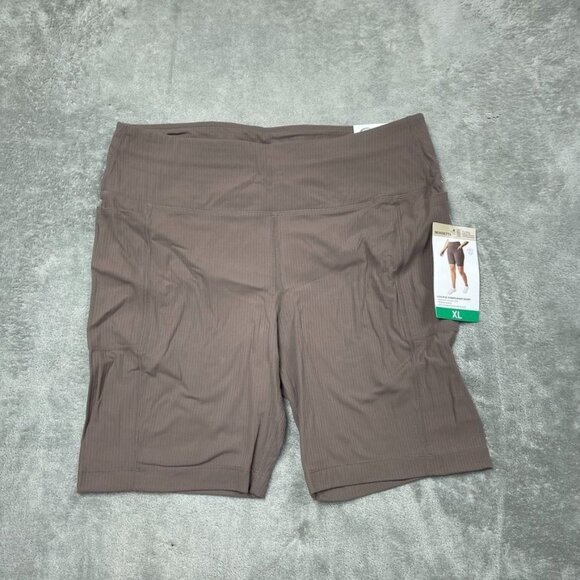 High-Rise Ribbed Biker Shorts Recycled Nylon XL Moisture-Wicking d0529 - Picture 2 of 6